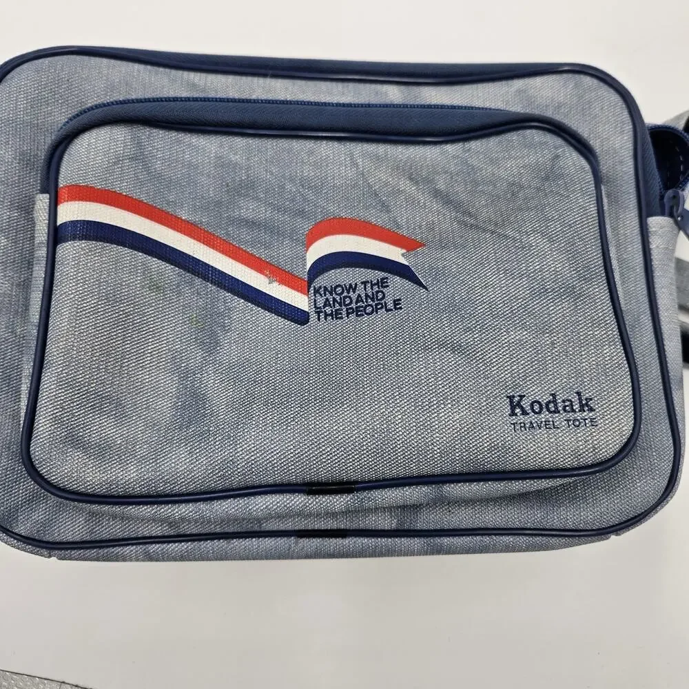 Vintage 70s Kodak Promotional Shoulder Camera Travel Tote Bag Retro Denim Look